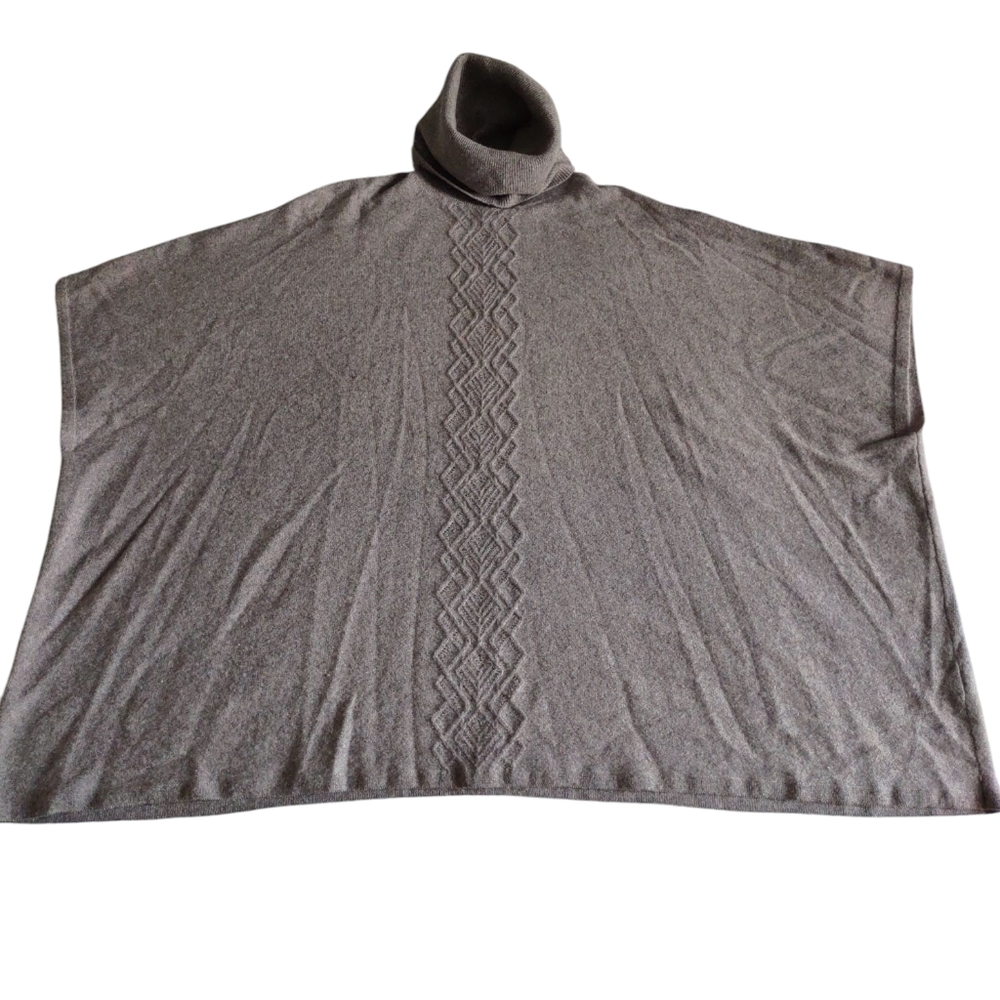 Garnet Hill Cashmere Turtleneck Poncho Small Grey